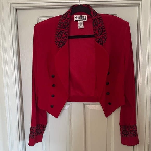 Sheri Martin Jackets & Blazers - Vintage Sheri Martin Elegant Red Blazer with Black Accents